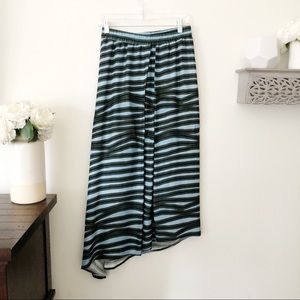 Christian Wijnants striped asymmetrical maxi skirt blue green black size 8